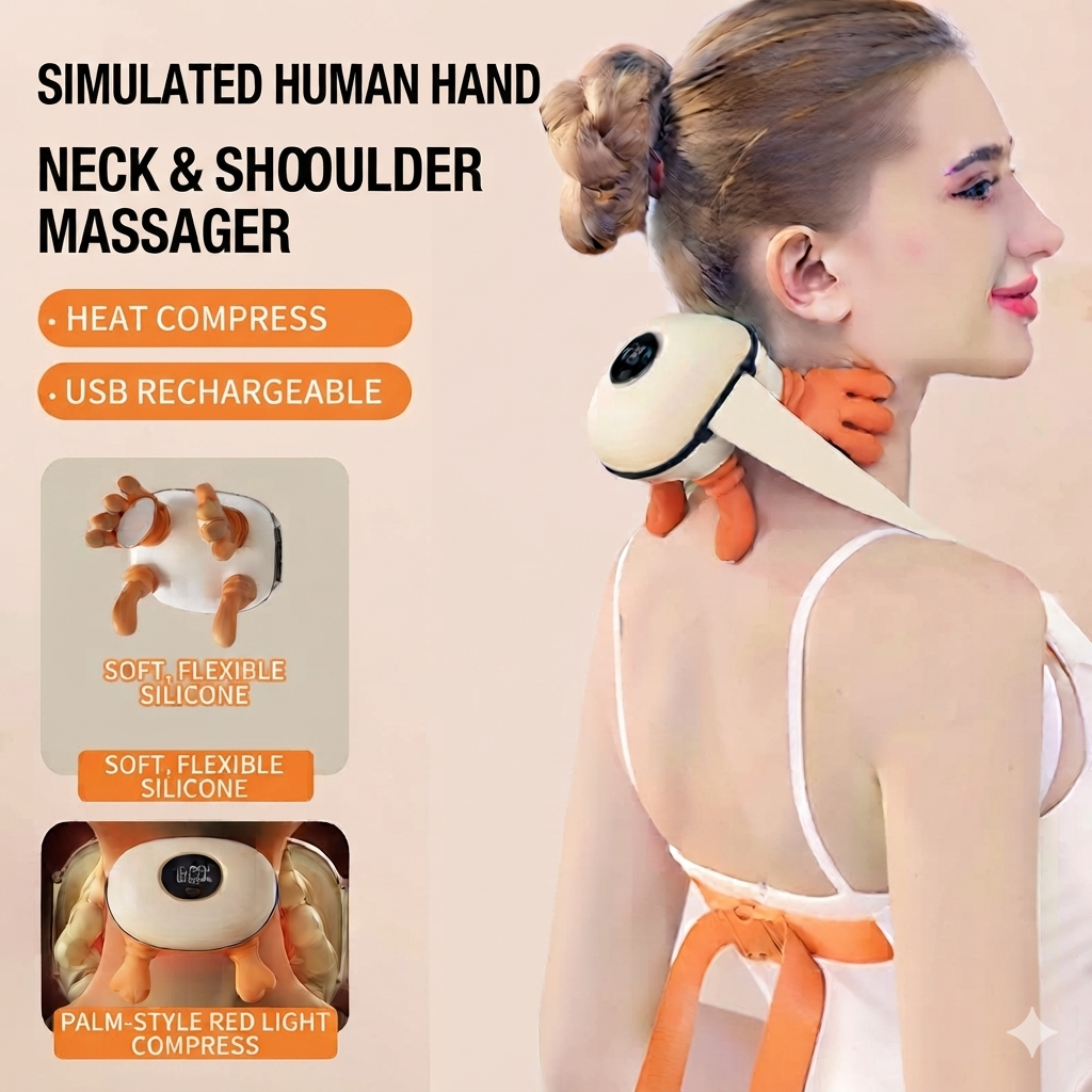 Advanced 3D Bionic Neck & Shoulder Massager with Soothing Heat Compress