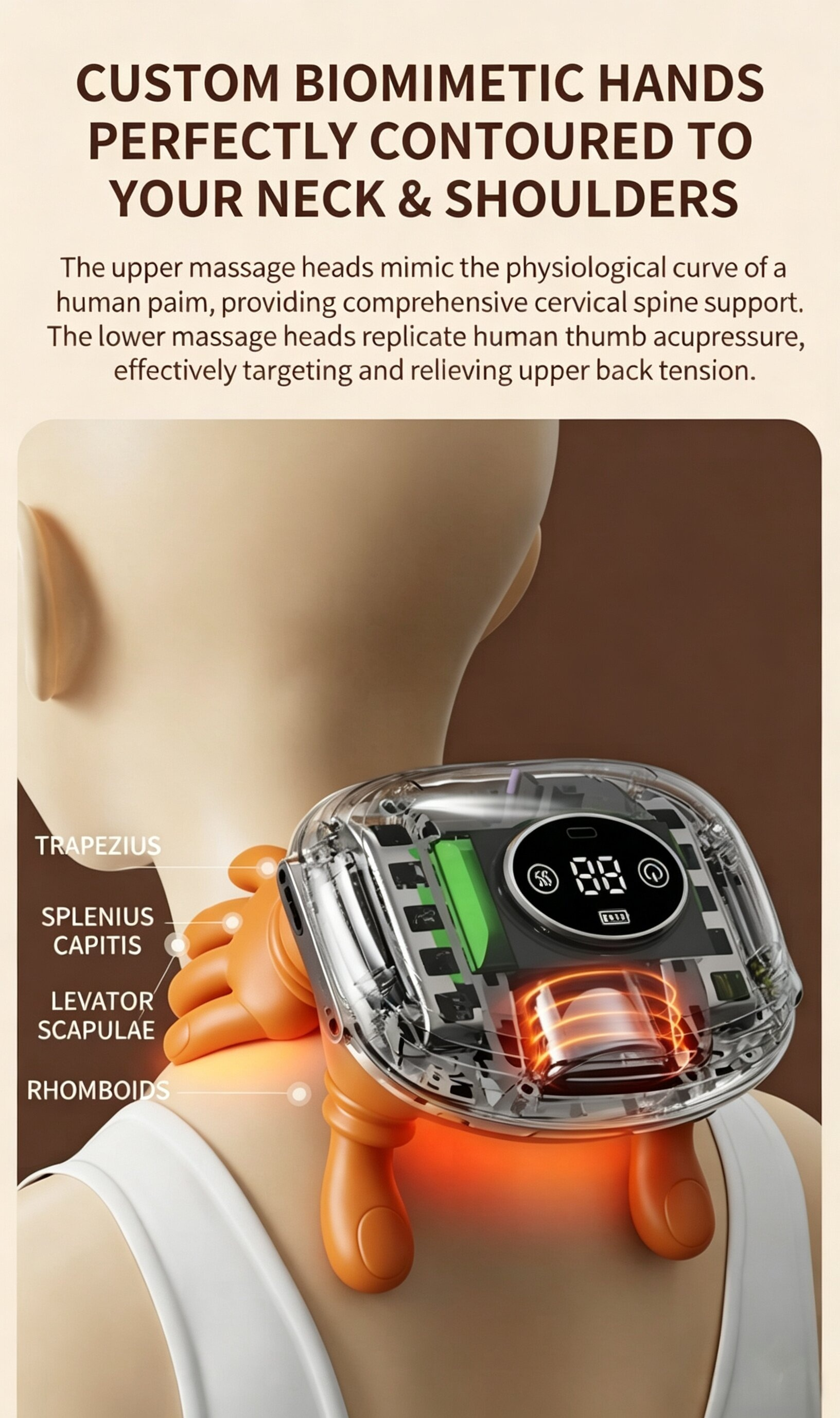 Advanced 3D Bionic Neck & Shoulder Massager with Soothing Heat Compress